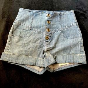 American rag high waisted short light blue denim shorts